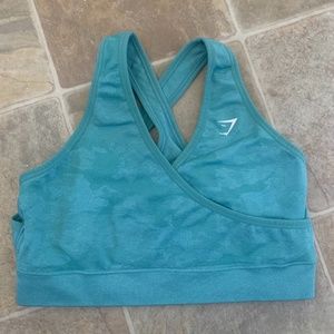 Gymshark Camo Seamless Sports Bra - Aqua NWOT